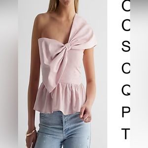 One Shoulder Statement Bow Corset Peplum Top